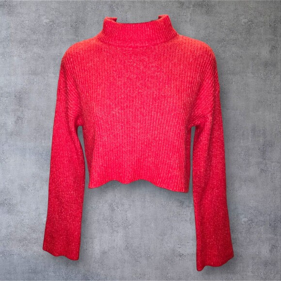 H&M Divided Sweater Womens XS Cropped Rib Knit Long Sleeve Mock Neck Pullover - Picture 6 of 6